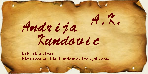 Andrija Kundović vizit kartica